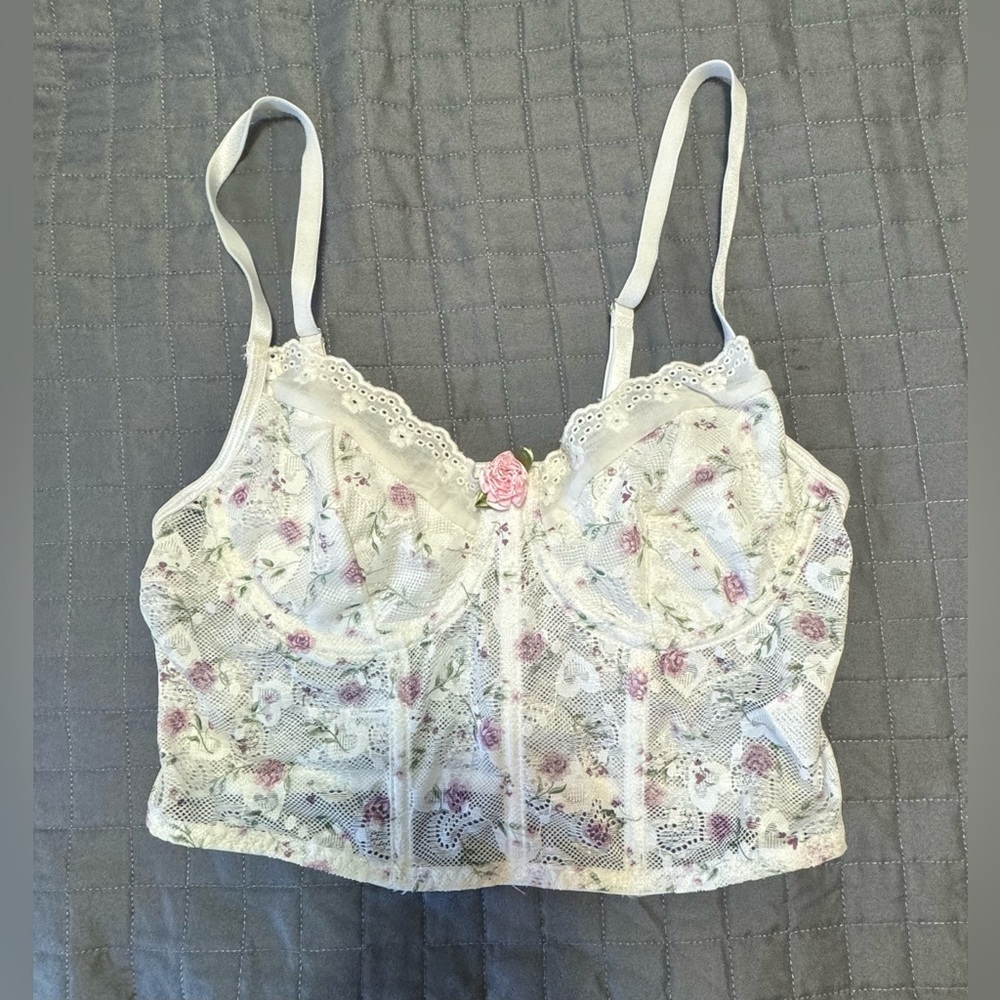 Tank Top 2YK Flower Printed Lace
Patchwork Female Corset Crop Tops...
